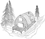 2 bedroom 17' × 28', 2 story, arched rafter house - free plans