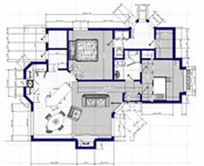 Basic house plan and layout with furnishings