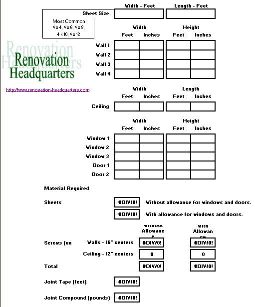 free download of drywall calculator