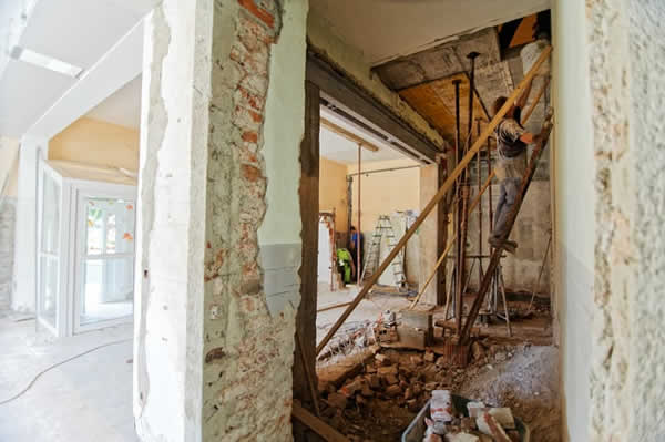 part of house under renovation