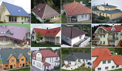 Collage of house roofs