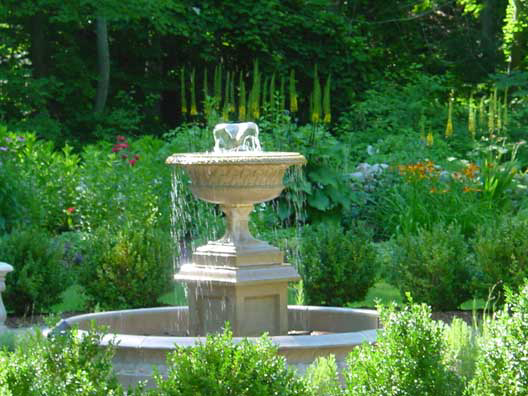 Fountain in landscaping