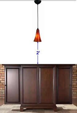 height of pendant light fixture above bar