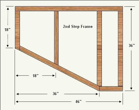 Winder staircase landing or second step structural frame