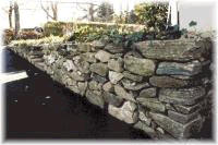 rocks in retaining wall for landscape