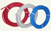 red, bule and white PEX tubing