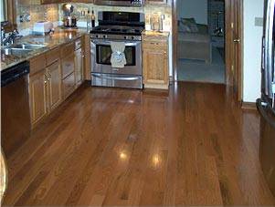 hardwood flooring installed in a kitchen