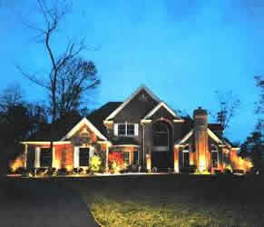 House illuminated with low voltage lighting