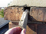 Deteriorating brick mortar