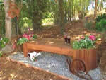 redwood bench with planters - free plans, drawings & instructions