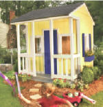simple playhouse with porch and railing - free plans, drawings & instructions