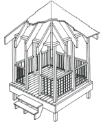 square gazebo with roof and railings plans