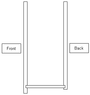 Side view of wall cabinet showing base and supports