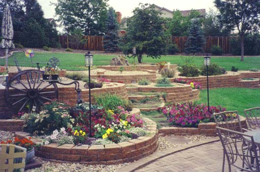 Backyard landscape use of retaining walls as a home improvement