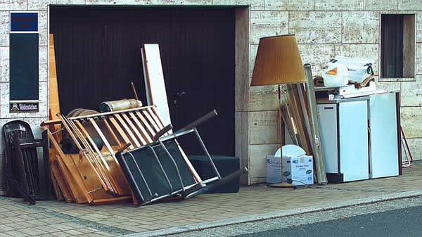 stacks of used furniture and other bulky waste material