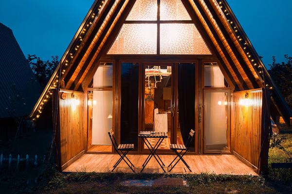 cabin with exterior trim lights