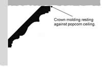 attaching crown molding to popcorn ceiling - method 1