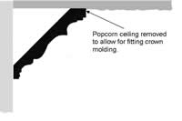attaching crown molding to popcorn ceiling - method 2
