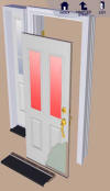 shows the glass location on an entry door
