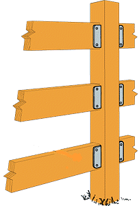 Horizontal fence boards connected on upright using a metal bracket to fence post