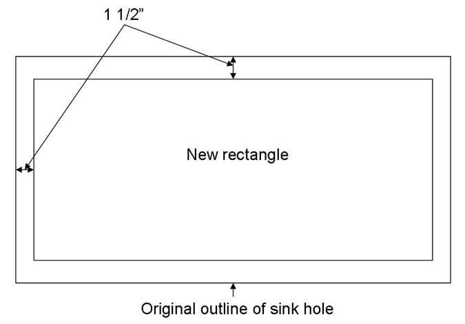 forming the hole for the sink