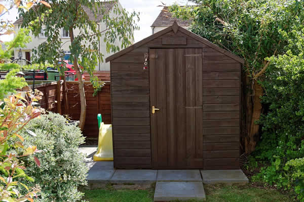 dark brown garden shed