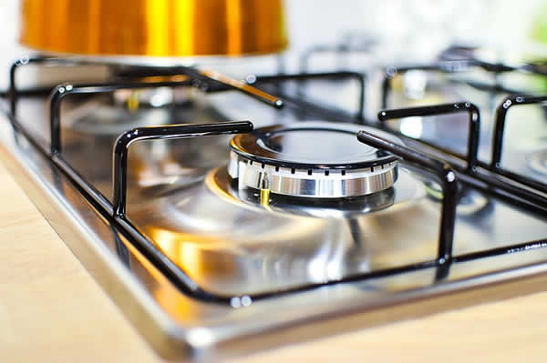 close-up image of a gas cooktop