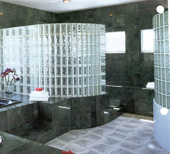 Glass blocks used to create a shower enclosure