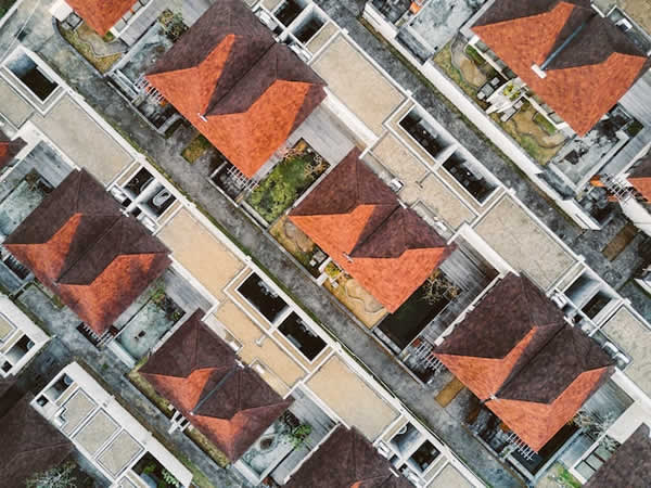 numerous residential roof tops