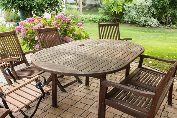 outdoor wooden table and chairs