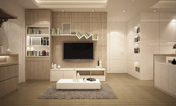 very modern living room in white