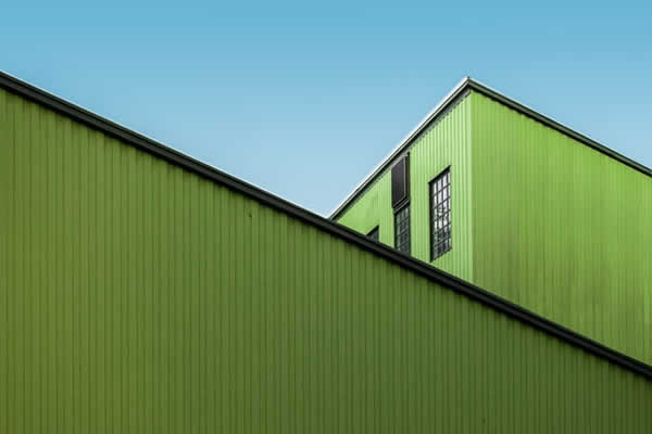 green metal building