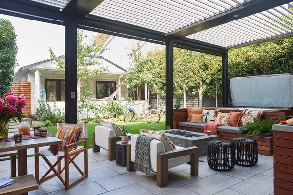 outdoor area behind a house