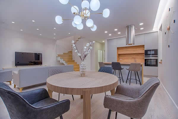 room with table with chairs