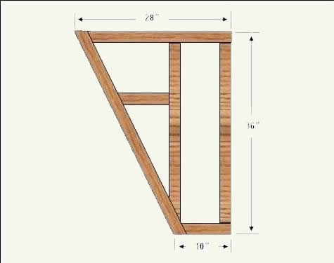 Winder staircase landing or third step structural frame