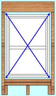 Measure the diagonal of the rough-in window opening