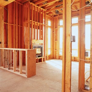 Wood framing showing electrical rough-in
