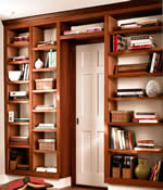 built-in bookcase around interior door plan