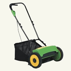 Battery powered reel lawn mower