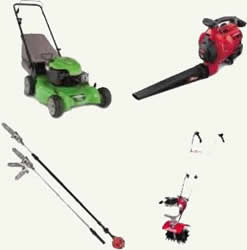 Assortment of powered garden tools