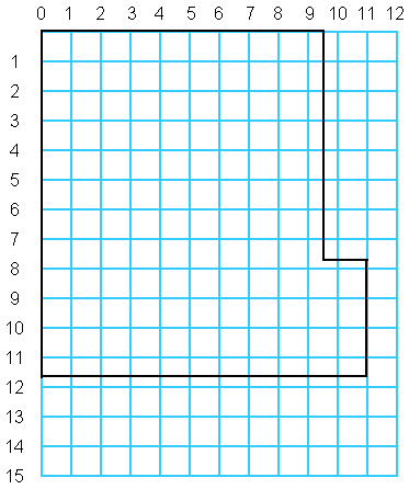Ceiling dimensions transferred to graph paper