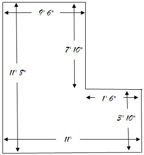 Dimensioned sketch of ceiling