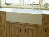 Farmer sink mounted below the top of the countertop