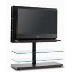 A 3 shelf glass flat panel TV stand gives the impression of wall mount.