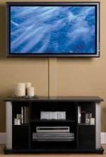 Wall mounted TV with wires concealed by a molding
