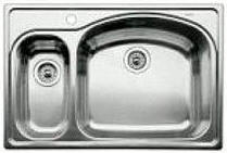 Kitchen sink with one faucet mounting hole