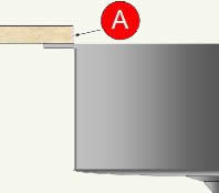 Undermount sink, cutaway drawing shows sink mounted below countertop