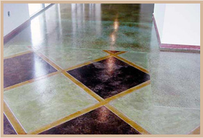 concrete foyer after staining