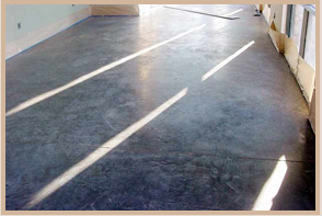 concrete foyer before staining