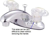 difficult areas to clean on a bathroom faucet